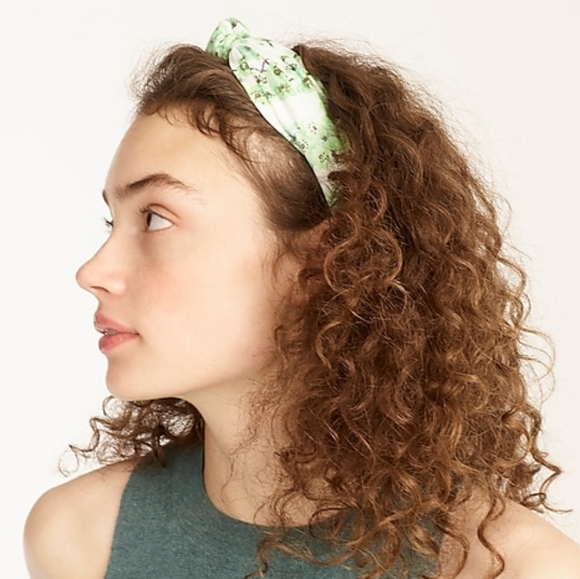 J.Crew floral knot cotton headband, green - Picture 2 of 4
